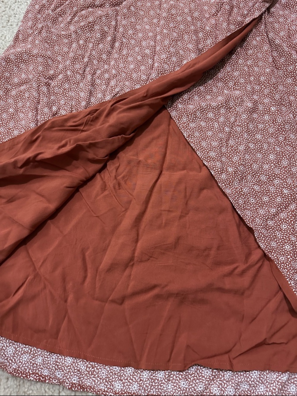 Abercrombie & Fitch Rust Floral Faux Wrap Midi Skirt - Picture 5 of 11